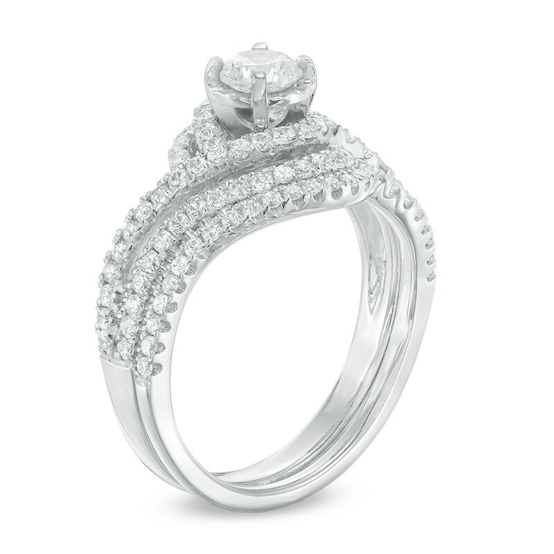 Main Image 2 of Previously Owned - 1 CT. T.W. Diamond Swirl Bridal Set in 14K White Gold