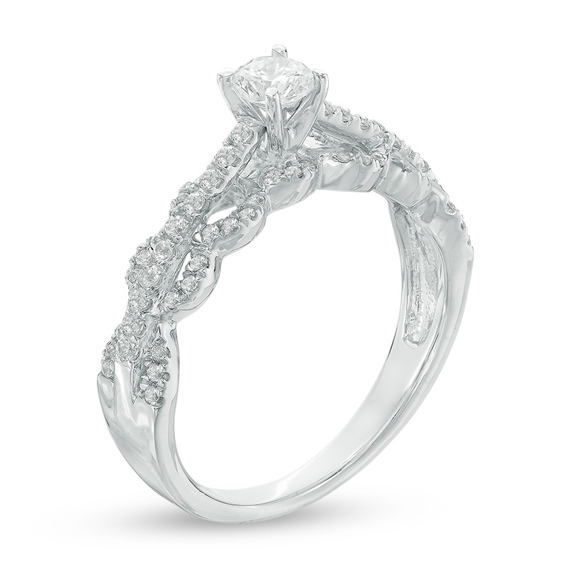 Main Image 2 of Previously Owned - 3/4 CT. T.W. Diamond Vintage-Style Scallop Engagement Ring in 10K White Gold