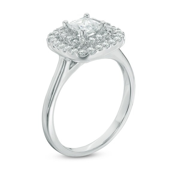 Previously Owned - 1 CT. T.w. Princess-Cut Diamond Double Frame Engagement Ring in 10K White Gold