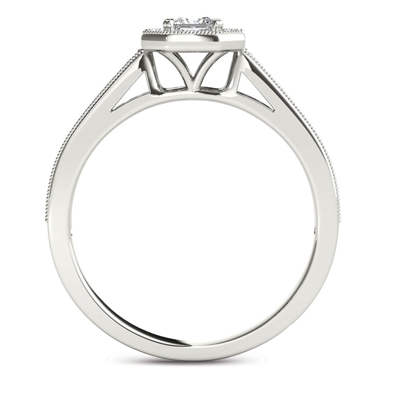 Main Image 2 of Previously Owned - 1/2 CT. T.W. Princess-Cut Diamond Octagonal Frame Engagement Ring in 14K White Gold