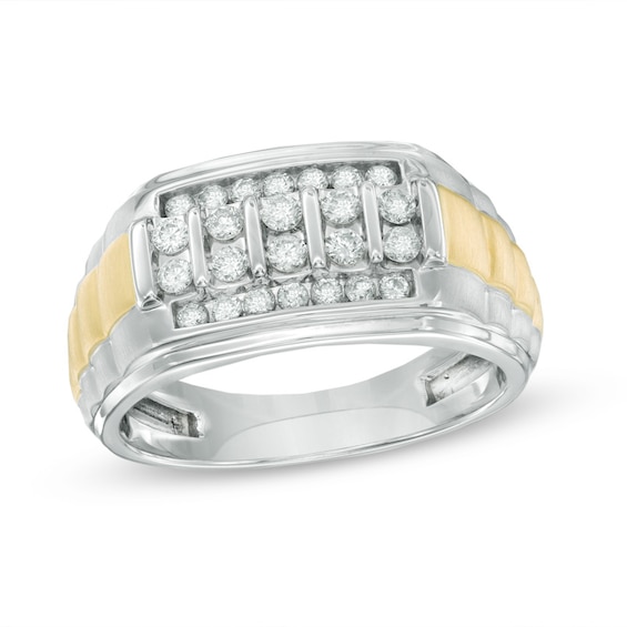 Previously Owned - 1/2 CT. T.w. Diamond Multi-Row Stepped Ring in 10K Two-Tone Gold
