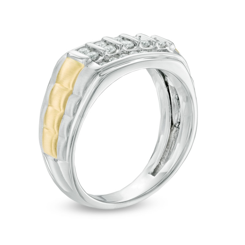 Main Image 2 of Previously Owned - 1/2 CT. T.W. Diamond Multi-Row Stepped Ring in 10K Two-Tone Gold