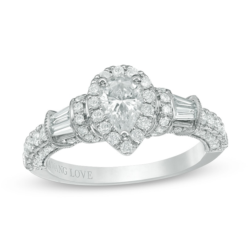 Main Image 1 of Previously Owned - Vera Wang Love Collection 1-1/5 CT. T.W. Pear-Shaped Diamond Engagement Ring in 14K White Gold