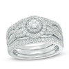 Thumbnail Image 1 of Previously Owned - 1 CT. T.W. Diamond Frame Three Piece Bridal Set in 14K White Gold