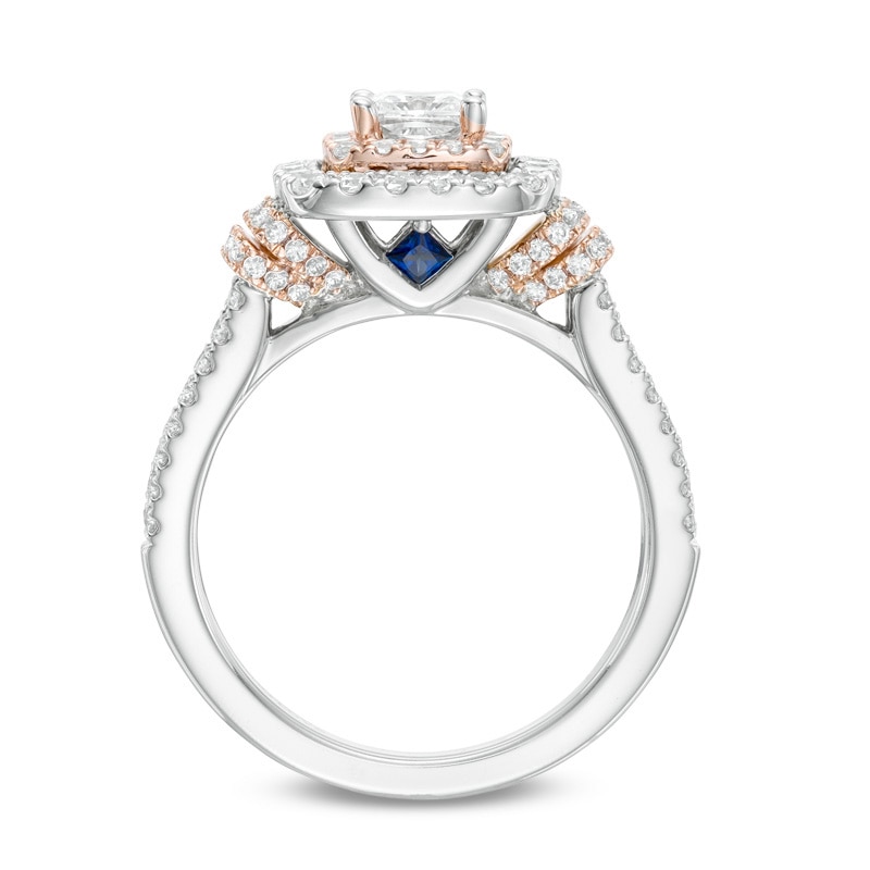 Main Image 3 of Previously Owned - Vera Wang Love Collection 1-1/5 CT. T.W Diamond Double Frame Engagement Ring in 14K Two-Toned Gold