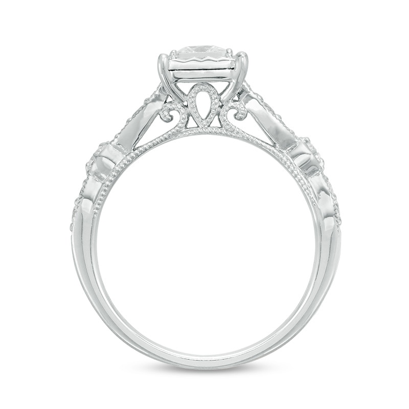 Main Image 3 of Previously Owned 1 CT. T.W. Princess-Cut Diamond Vintage-Style Soldered Bridal Set in 14K White Gold