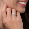 Thumbnail Image 4 of Previously Owned 1 CT. T.W. Princess-Cut Diamond Vintage-Style Soldered Bridal Set in 14K White Gold