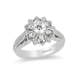Previously Owned - Enchanted Disney Elsa 1 CT. T.W. Diamond Snowflake Frame Engagement Ring in 14K White Gold