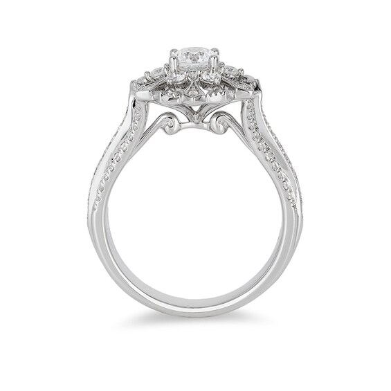 Previously Owned - Enchanted Disney Elsa 1 CT. T.w. Diamond Snowflake Frame Engagement Ring in 14K White Gold