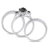 Thumbnail Image 3 of Previously Owned - 1-3/4 CT. T.W. Cushion-Cut Enhanced Black and White Diamond Three Stone Bridal Set in Sterling Silver