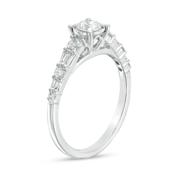 Previously Owned - 3/4 CT. T.w. Diamond Alternating Engagement Ring in 14K White Gold