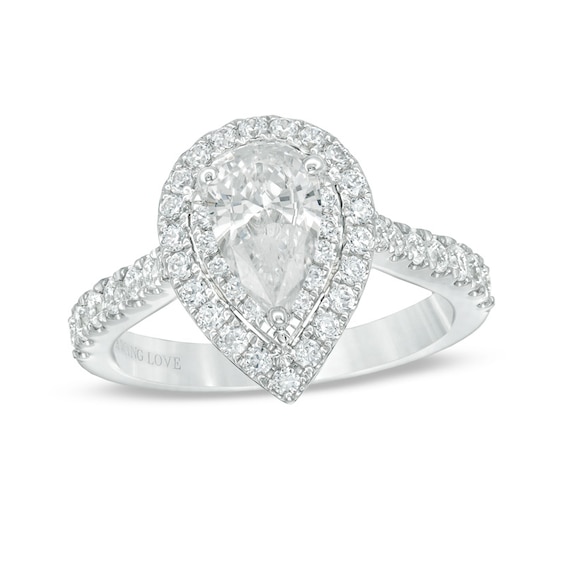 Previously Owned - Vera Wang Love Collection 1-3/4 CT. T.w. Pear-Shaped Diamond Engagement Ring in 14K White Gold