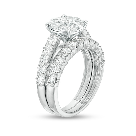 Previously Owned - 2 CT. T.w. Composite Diamond Frame Bridal Set in 10K White Gold