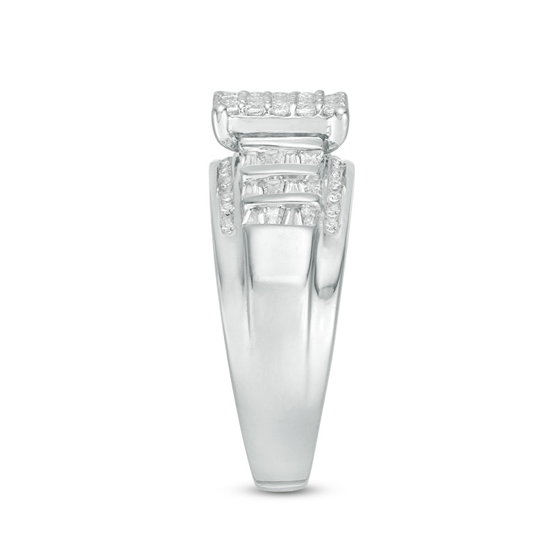 Main Image 4 of Previously Owned - 1/2 CT. T.W. Baguette and Round Composite Diamond Rectangle Engagement Ring in 10K White Gold