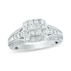 Thumbnail Image 1 of Previously Owned - 1 CT. T.W. Quad Princess-Cut Diamond Frame Vintage-Style Engagement Ring in 10K White Gold