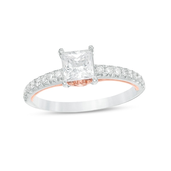 Previously Owned - 1 CT. T.w. Princess-Cut Diamond Engagement Ring in 14K Two-Tone Gold