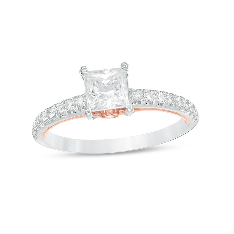 Main Image 1 of Previously Owned - 1 CT. T.W. Princess-Cut Diamond Engagement Ring in 14K Two-Tone Gold