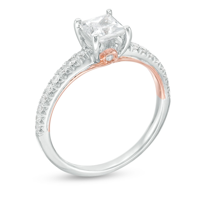 Main Image 3 of Previously Owned - 1 CT. T.W. Princess-Cut Diamond Engagement Ring in 14K Two-Tone Gold