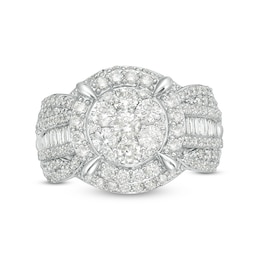 Previously Owned - 2 CT. T.W. Composite Diamond Frame Multi-Row Engagement Ring in 10K White Gold