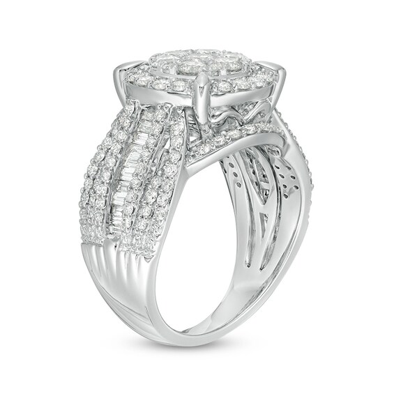 Previously Owned - 2 CT. T.w. Composite Diamond Frame Multi-Row Engagement Ring in 10K White Gold