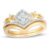 Thumbnail Image 1 of Previously Owned - 1/3 CT. T.W. Quad Diamond Tilted Frame Filigree Tiara Bridal Set in 10K Gold