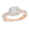 Thumbnail Image 1 of Previously Owned - 1/3 CT. T.W. Princess-Cut Diamond Double Frame Engagement Ring in 10K Rose Gold