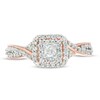 Thumbnail Image 4 of Previously Owned - 1/3 CT. T.W. Princess-Cut Diamond Double Frame Engagement Ring in 10K Rose Gold