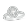 Thumbnail Image 1 of Previously Owned - 1 CT. T.W. Oval Diamond Double Frame Engagement Ring in 14K White Gold