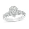 Thumbnail Image 1 of Previously Owned - 1/2 CT. T.W. Composite Pear-Shaped Diamond Art Deco Bridal Set in 10K White Gold