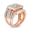 Thumbnail Image 3 of Previously Owned - 1-1/2 CT. T.W. Composite Diamond Cushion Frame Multi-Row Three Piece Bridal Set in 10K Rose Gold