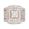 Thumbnail Image 4 of Previously Owned - 1-1/2 CT. T.W. Composite Diamond Cushion Frame Multi-Row Three Piece Bridal Set in 10K Rose Gold