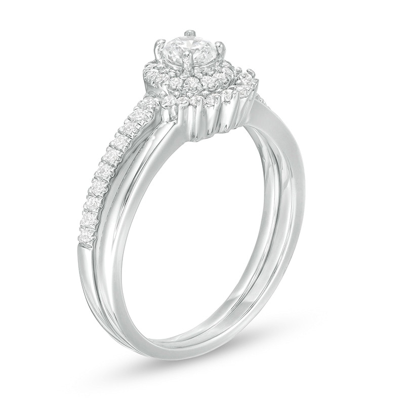 Main Image 3 of Previously Owned - 1/2 CT. T.W. Diamond Frame Bridal Set in 10K White Gold