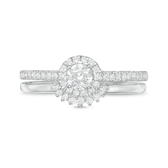 Previously Owned - 1/2 CT. T.w. Diamond Frame Bridal Set in 10K White Gold