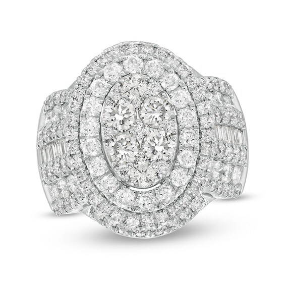 Previously Owned - 4 CT. T.w. Composite Diamond Oval Frame Engagement Ring in 10K White Gold