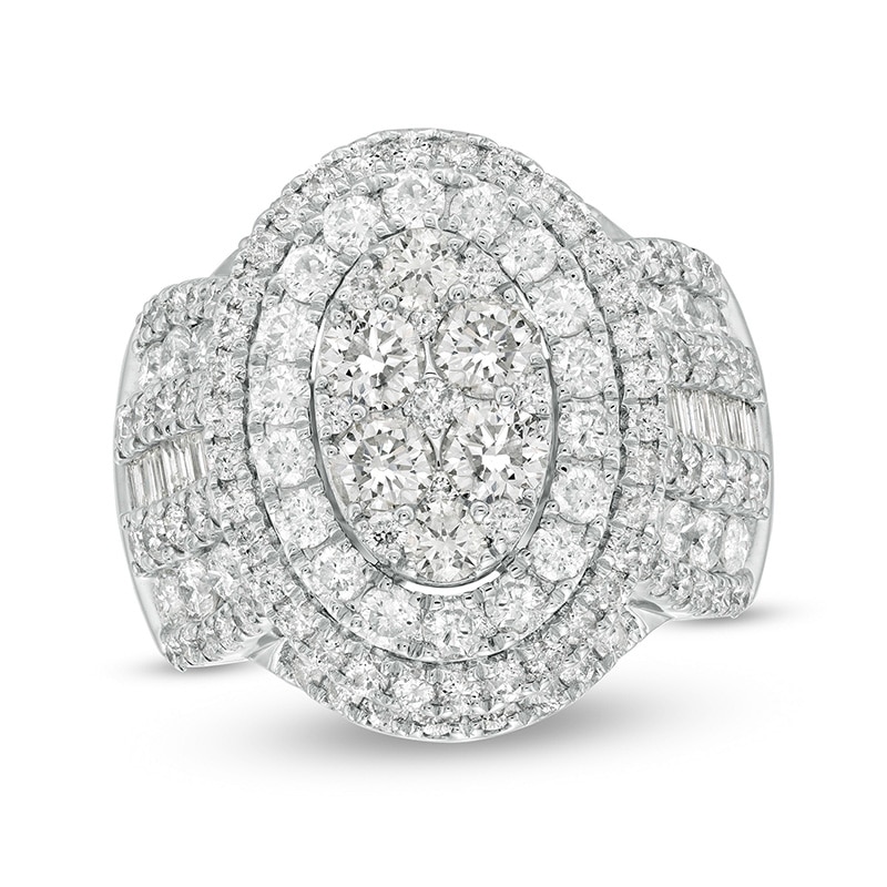 Main Image 1 of Previously Owned - 4 CT. T.W. Composite Diamond Oval Frame Engagement Ring in 10K White Gold