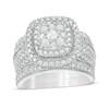 Thumbnail Image 1 of Previously Owned - 1-1/3 CT. T.W. Composite Diamond Cushion Frame Vintage-Style Bridal Set in 10K White Gold