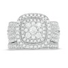 Thumbnail Image 4 of Previously Owned - 1-1/3 CT. T.W. Composite Diamond Cushion Frame Vintage-Style Bridal Set in 10K White Gold