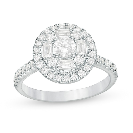 Previously Owned - 1 CT. T.w. Diamond Frame Engagement Ring in 14K White Gold