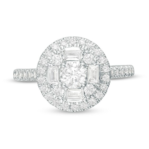 Previously Owned - 1 CT. T.w. Diamond Frame Engagement Ring in 14K White Gold