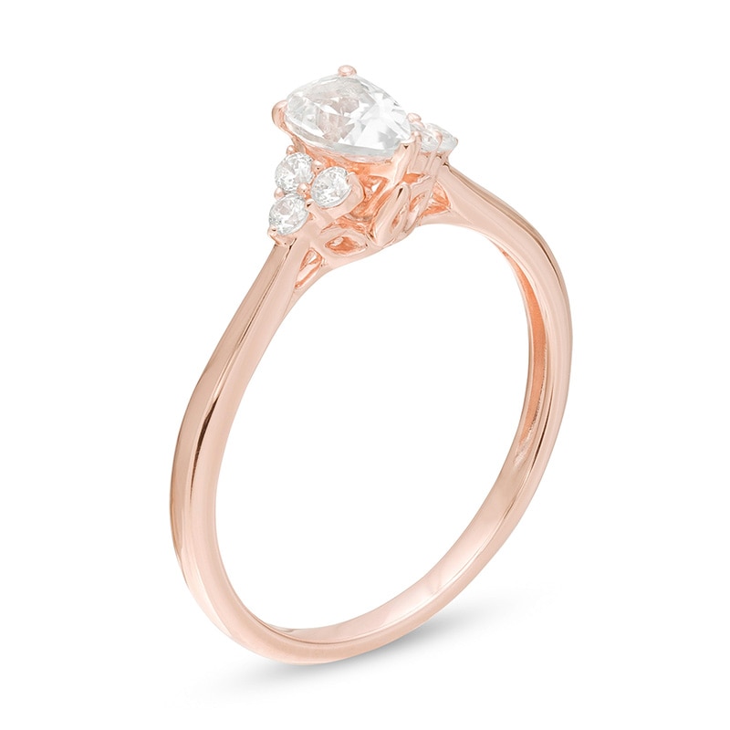 Main Image 3 of Previously Owned - 3/8 CT. T.W. Pear-Shaped Diamond Tri-Sides Engagement Ring in 10K Rose Gold