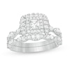 Thumbnail Image 1 of Previously Owned - 1 CT. T.W. Princess-Cut Diamond Frame Bridal Set in 14K White Gold