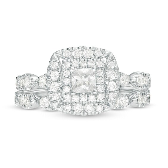 Previously Owned - 1 CT. T.w. Princess-Cut Diamond Frame Bridal Set in 14K White Gold