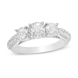 Previously Owned - 1 CT. T.W. Diamond Past Present Future® Engagement Ring in 14K White Gold