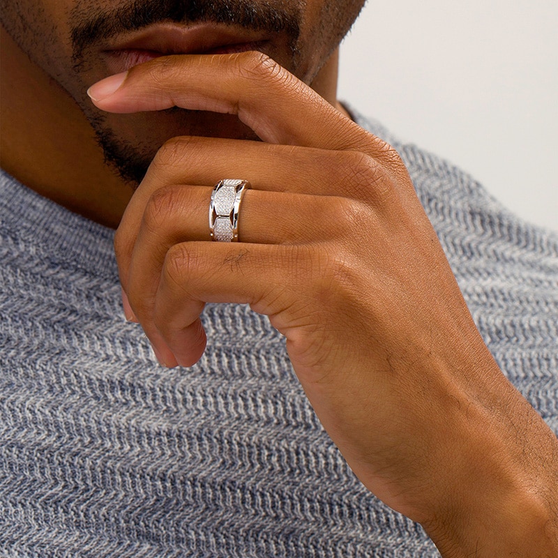Main Image 2 of Previously Owned - Men's 3/8 CT. T.W. Composite Diamond Open Shank Ring in 10K White Gold