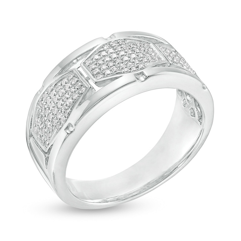 Main Image 3 of Previously Owned - Men's 3/8 CT. T.W. Composite Diamond Open Shank Ring in 10K White Gold