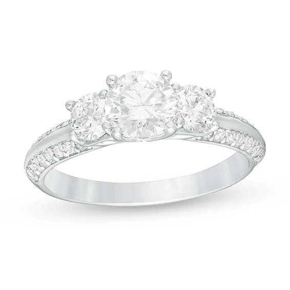 Previously Owned - 1-1/2 CT. T.w. Lab-Grown Diamond Past Present FutureÂ® Engagement Ring in 14K White Gold (G/Si2)