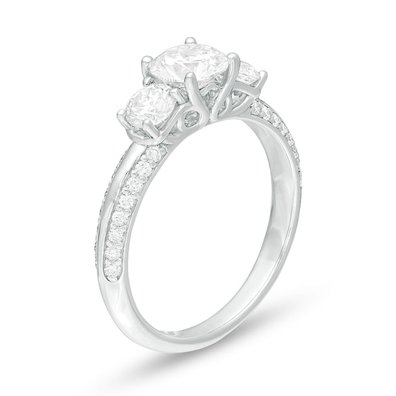 Previously Owned - 1-1/2 CT. T.w. Lab-Grown Diamond Past Present FutureÂ® Engagement Ring in 14K White Gold (G/Si2)