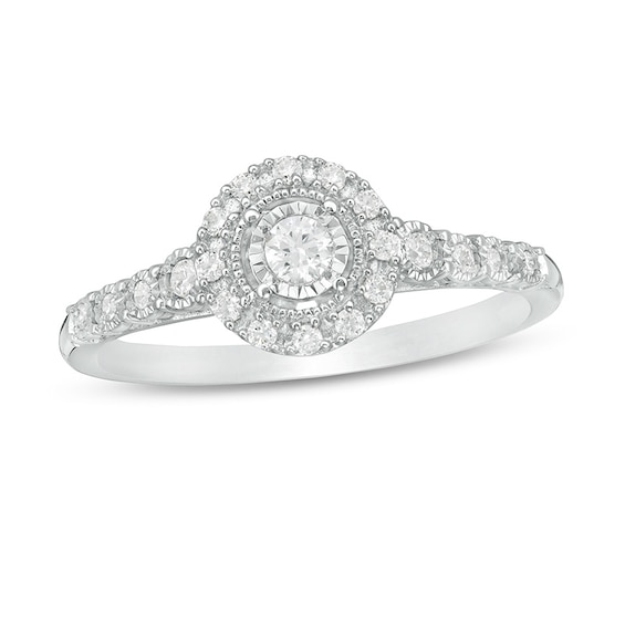Previously Owned - 1/4 CT. T.w. Diamond Frame Promise Ring in 10K White Gold