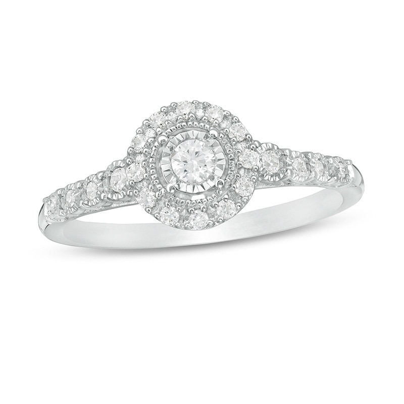 Main Image 1 of Previously Owned - 1/4 CT. T.W. Diamond Frame Promise Ring in 10K White Gold