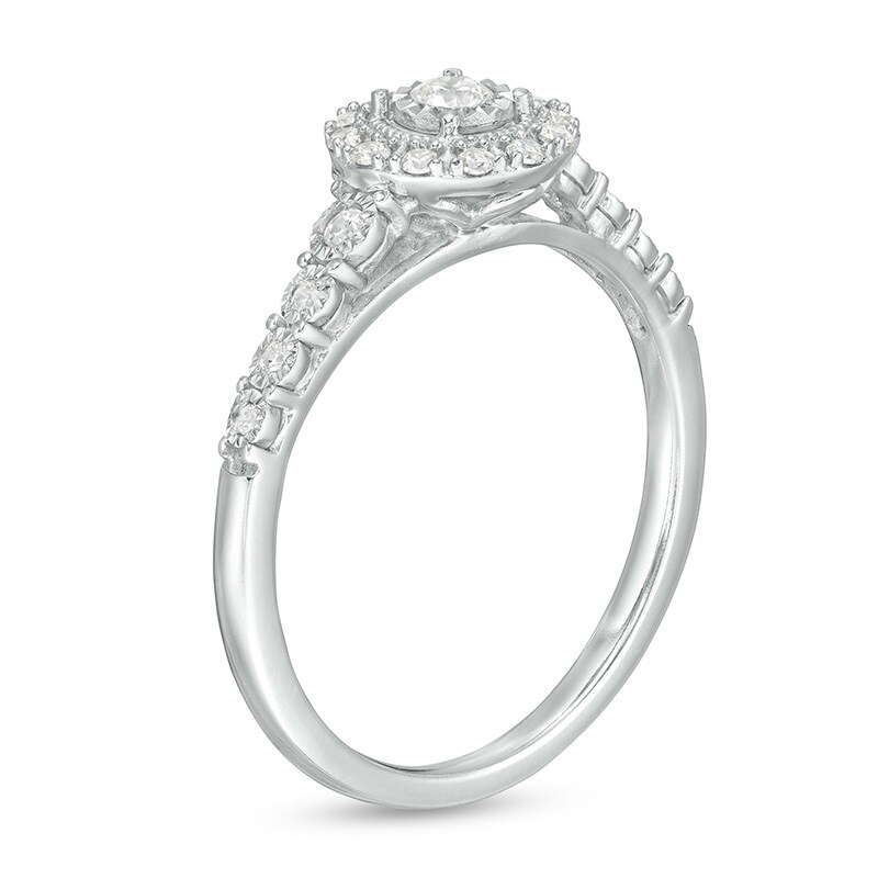 Main Image 3 of Previously Owned - 1/4 CT. T.W. Diamond Frame Promise Ring in 10K White Gold